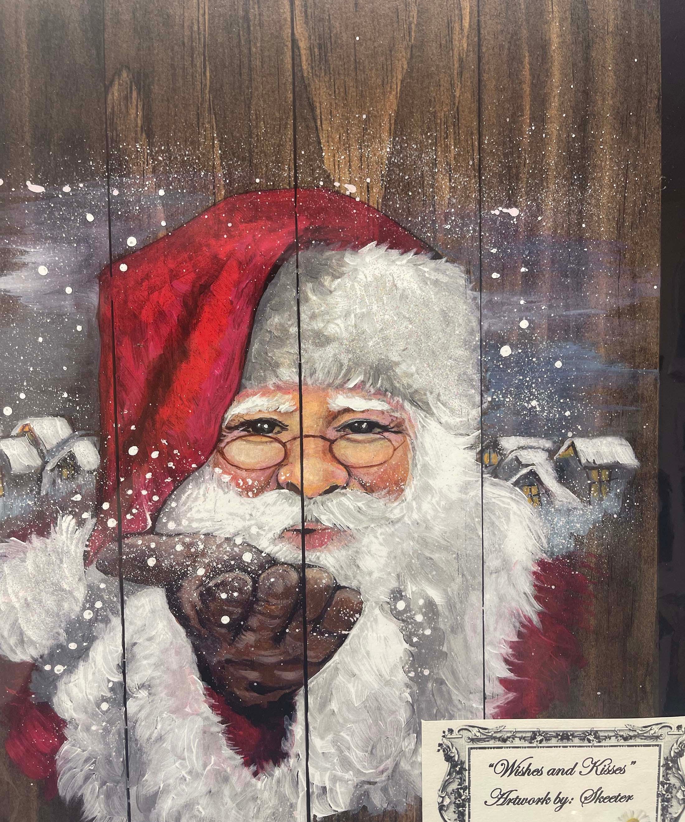 watercolor on board, santa