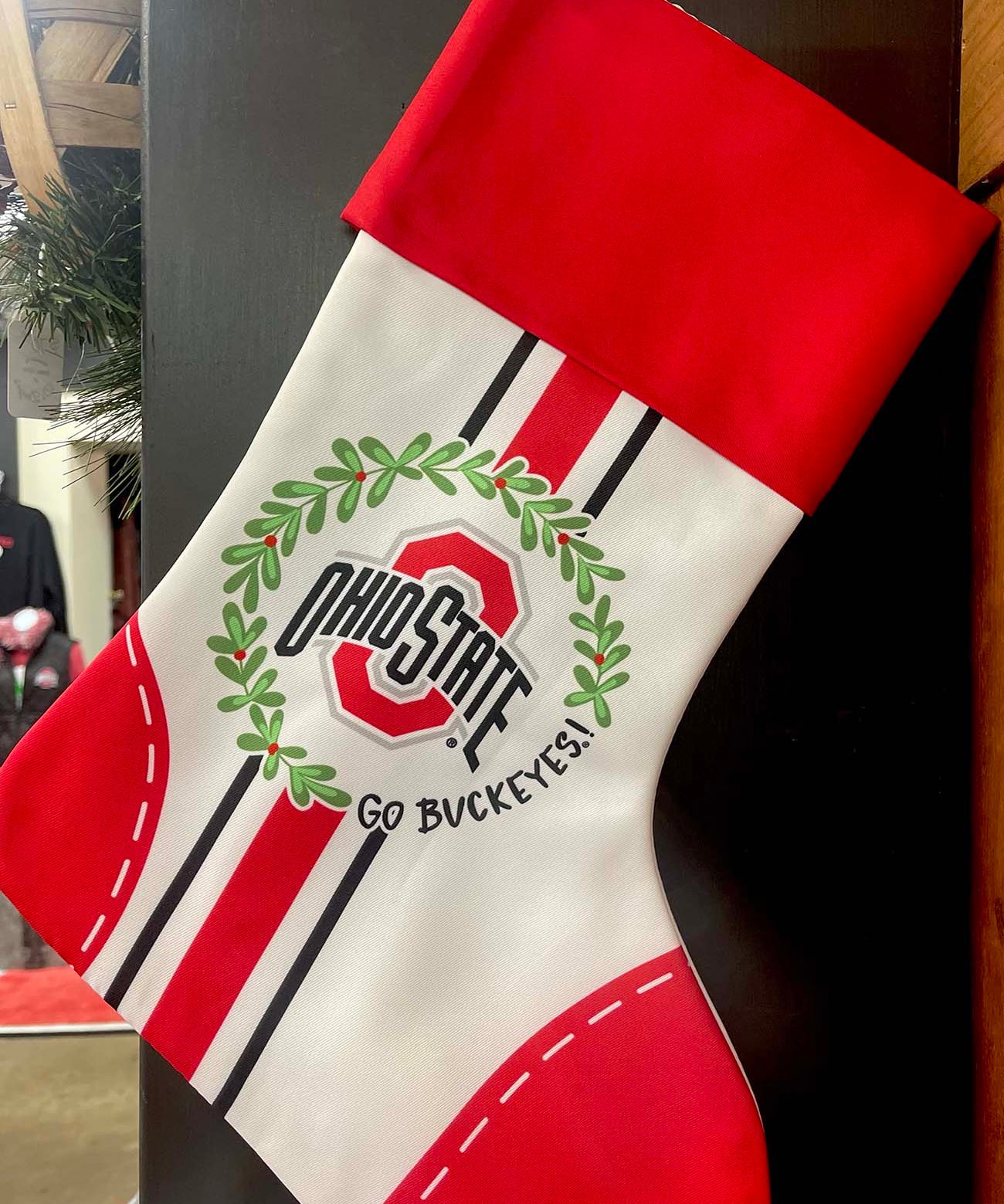 closeup OHIO STATE STOCKING