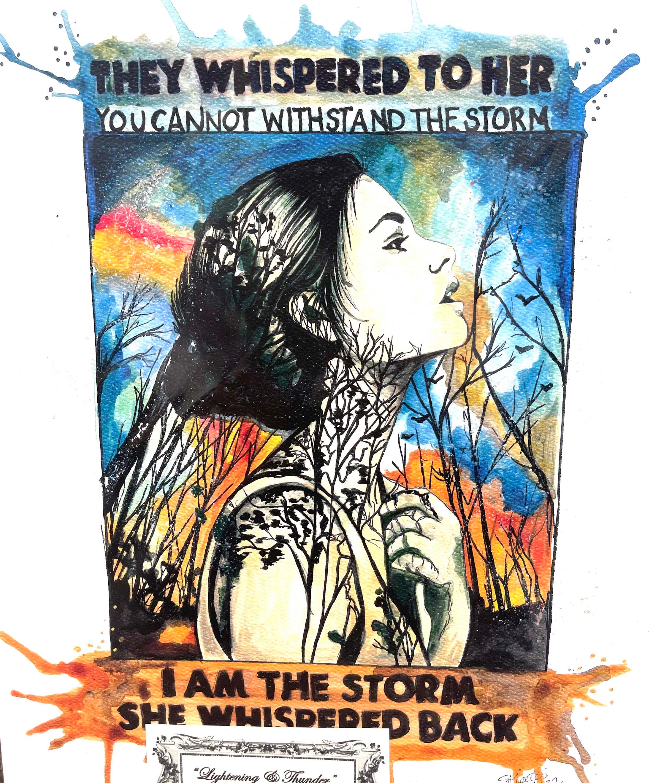 ACRYLIC PRINT, GIRL IN A STORM
